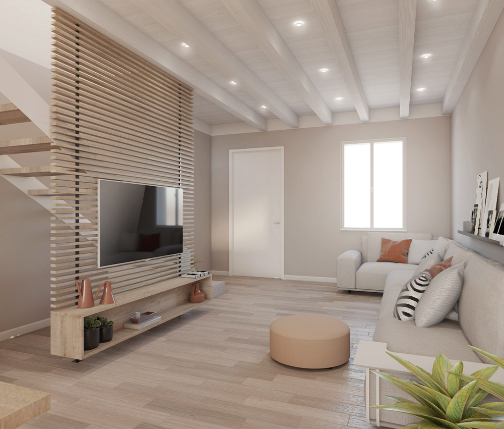 Render 3D soggiorno