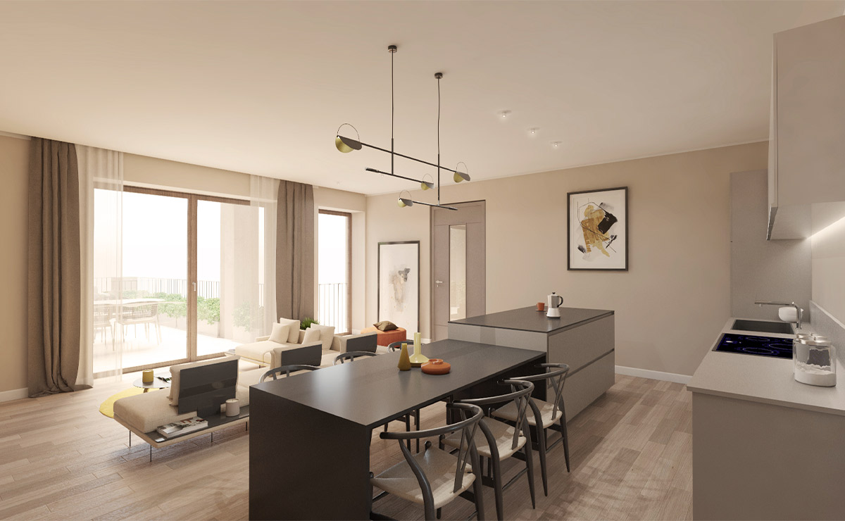 Render 3D zona giorno