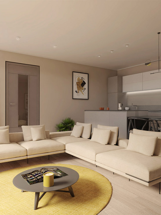 Render 3D zona giorno