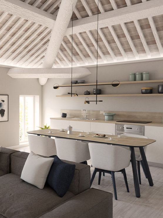 Render 3D zona giorno