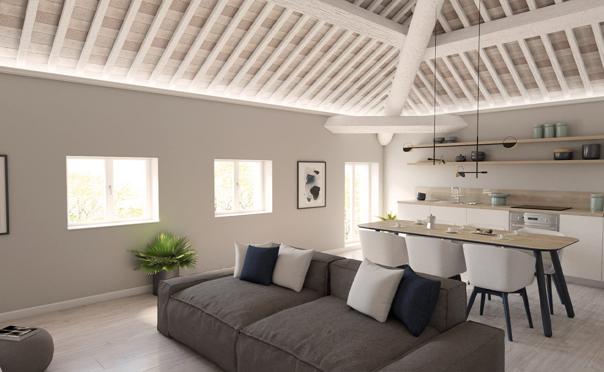 Render 3D zona giorno