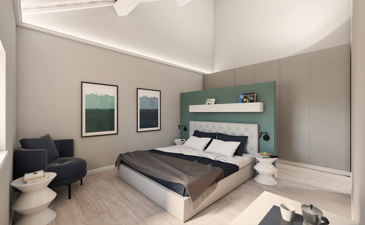 Render 3D camera matrimoniale