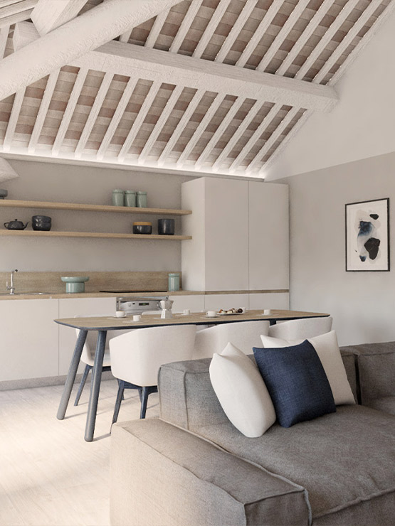 Render 3D zona giorno