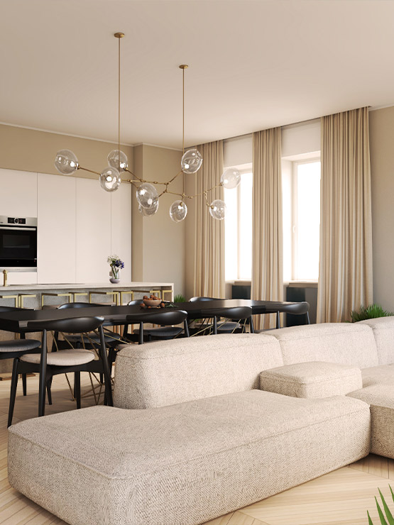 Render 3D zona giorno
