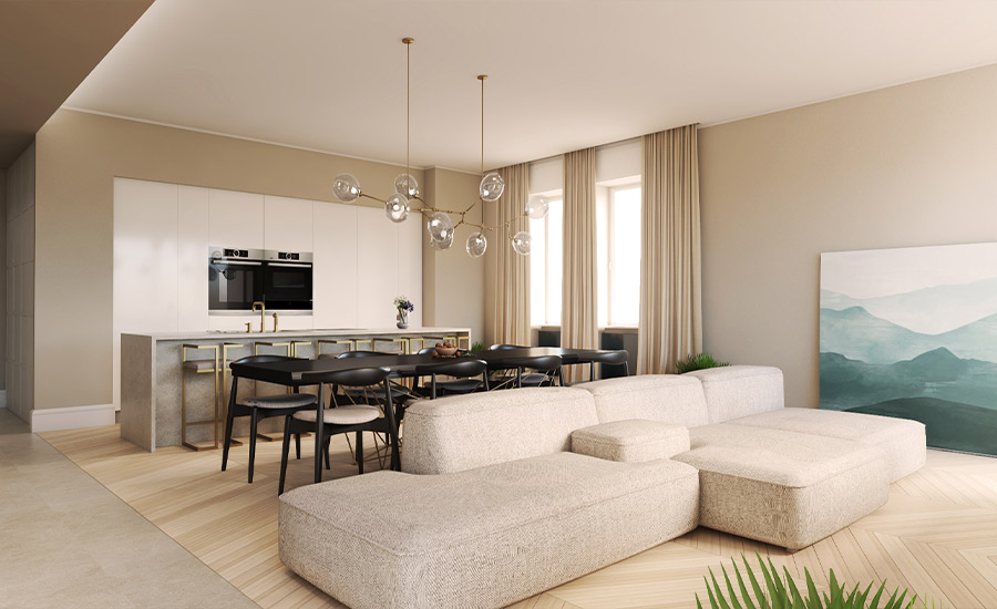 Render 3D zona giorno