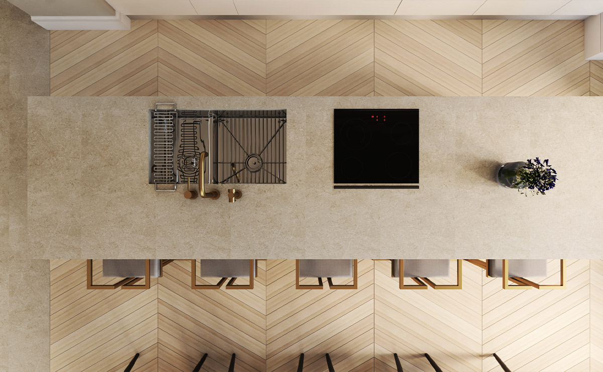 Render 3D zona giorno