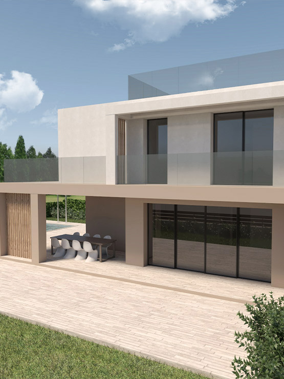 Render 3D esterni Villa Ulivi