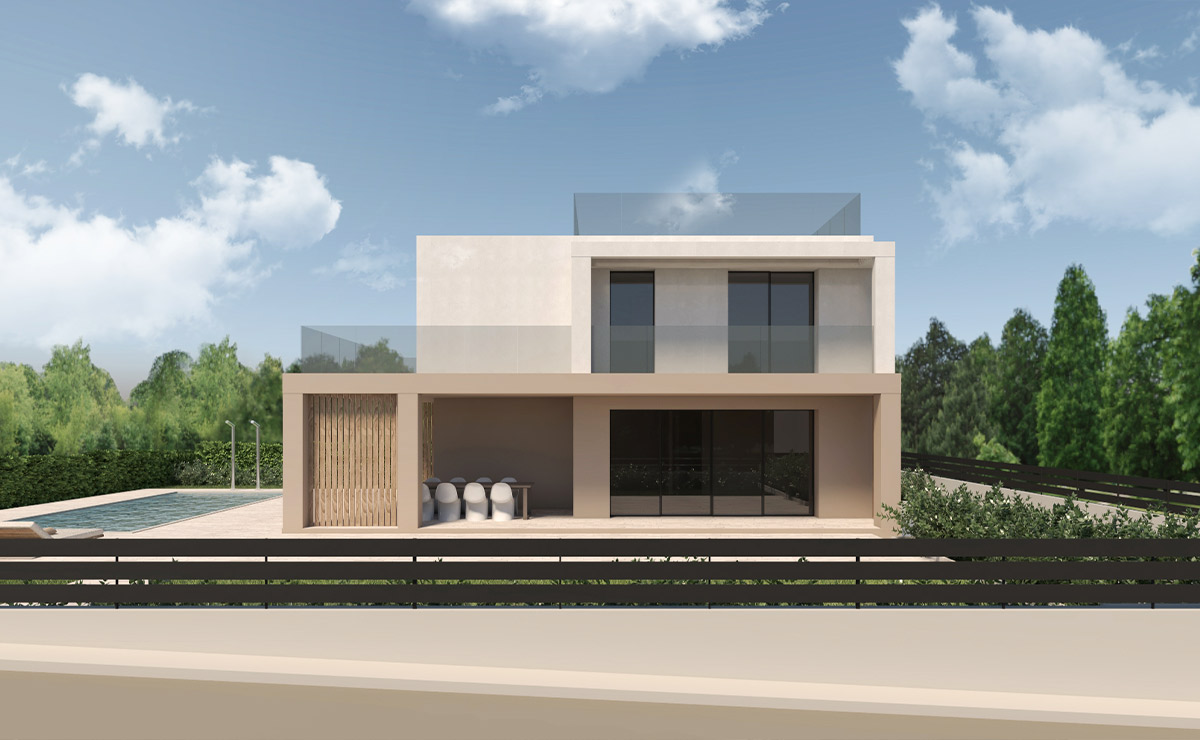 Render 3D esterni Villa Ulivi