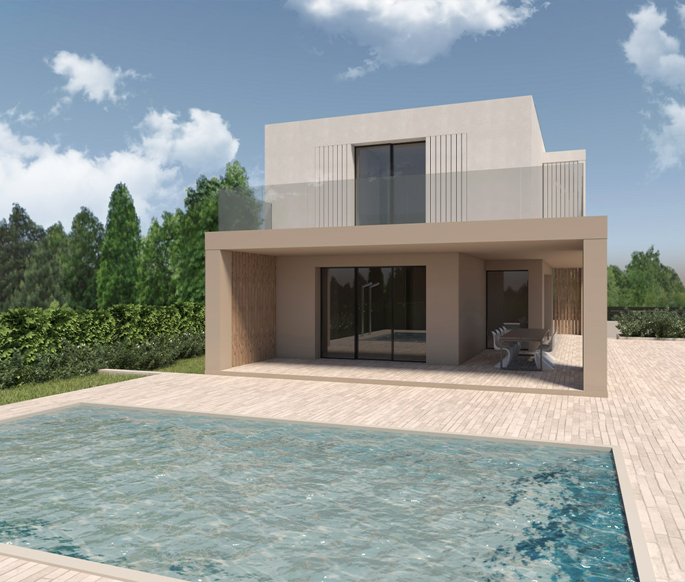 Render 3D esterni Villa Ulivi