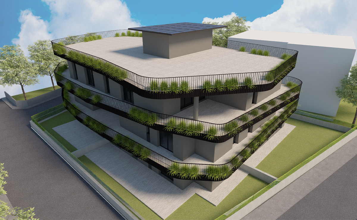 Render facciata esterna dell'edificio