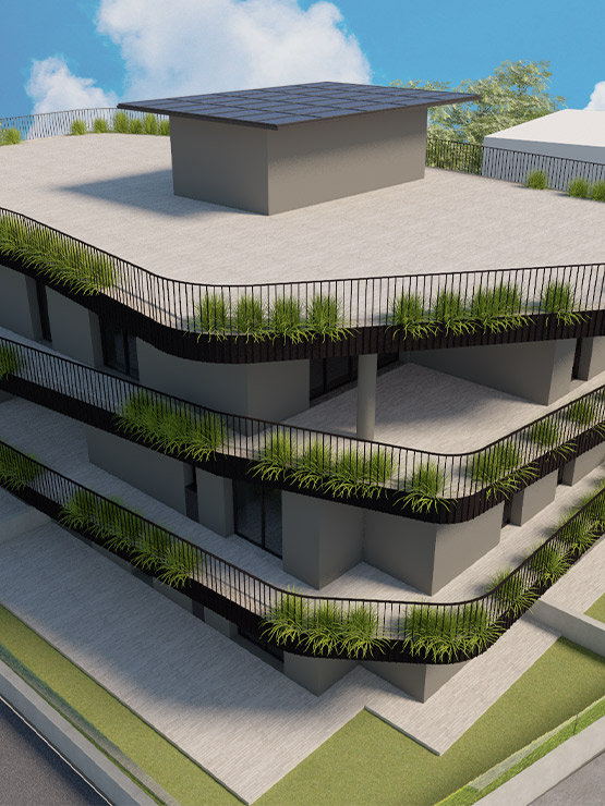 Render facciata esterna dell'edificio
