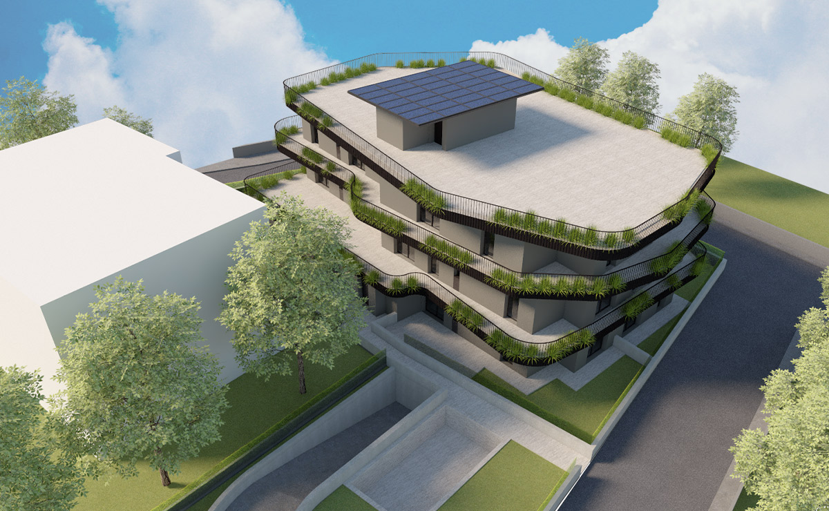 Render facciata esterna dell'edificio
