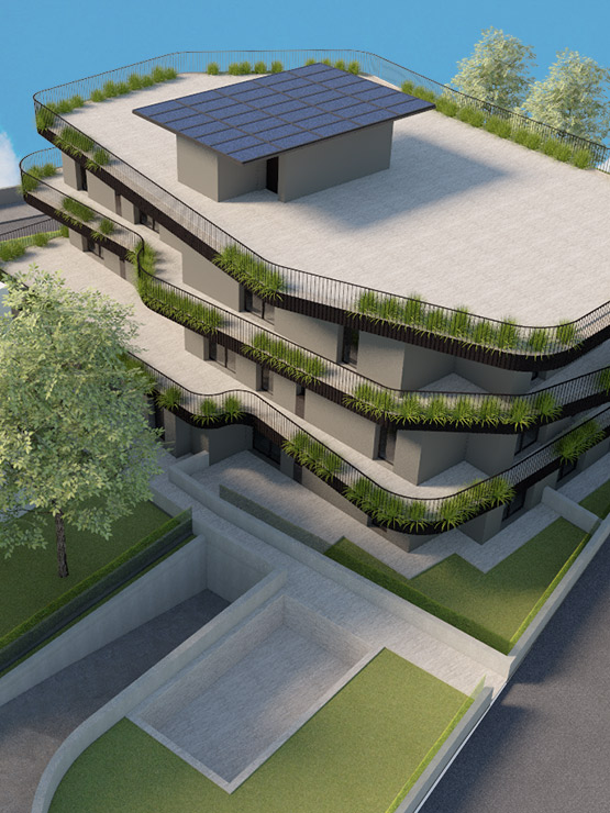 Render facciata esterna dell'edificio